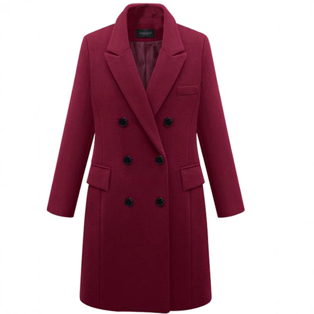 Elegant wool coat for women with double-breasted buttons and pockets Lune London