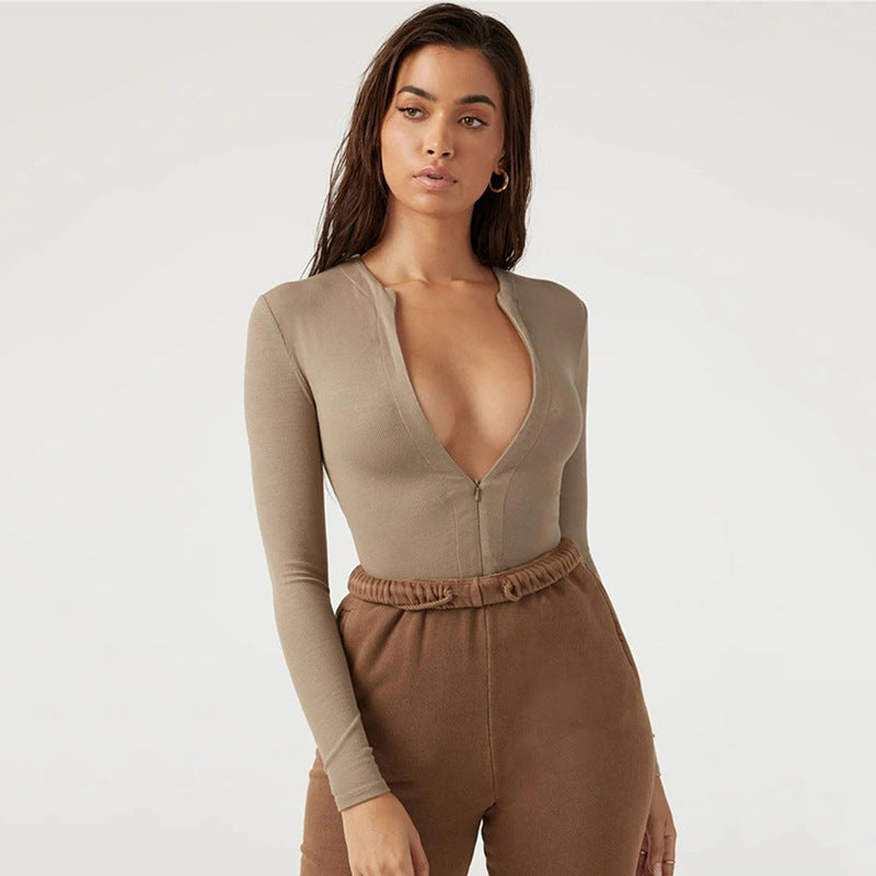 Long sleeve bodysuit for women with zipper Lune London