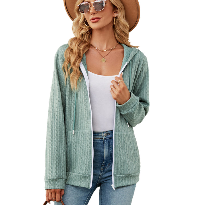 Ladies casual knitted cardigan with texture and hood Lune London