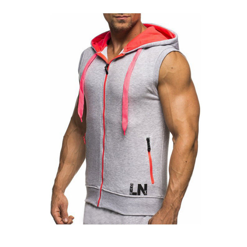 Men's Sleeveless Sports Hoodie with an Innovative Design and Practical Pockets Lune London