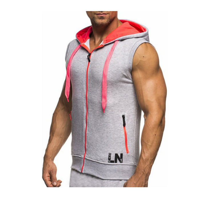 Men's Sleeveless Sports Hoodie with an Innovative Design and Practical Pockets Lune London