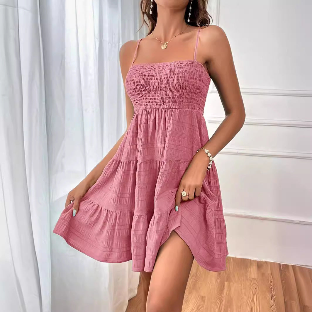 Sleeveless mini dress for women with flared skirt and elastic top Lune London