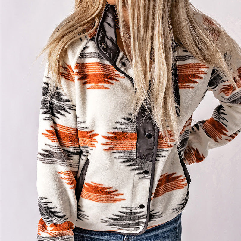 Ladies casual and stylish fleece jacket with tribal design Lune London