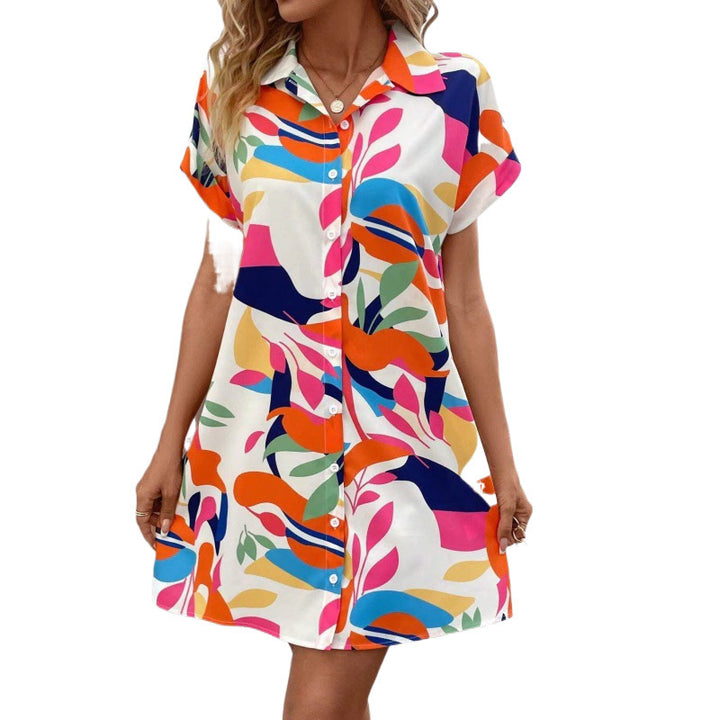 Shirt dress with front buttons and short sleeves for women Lune London