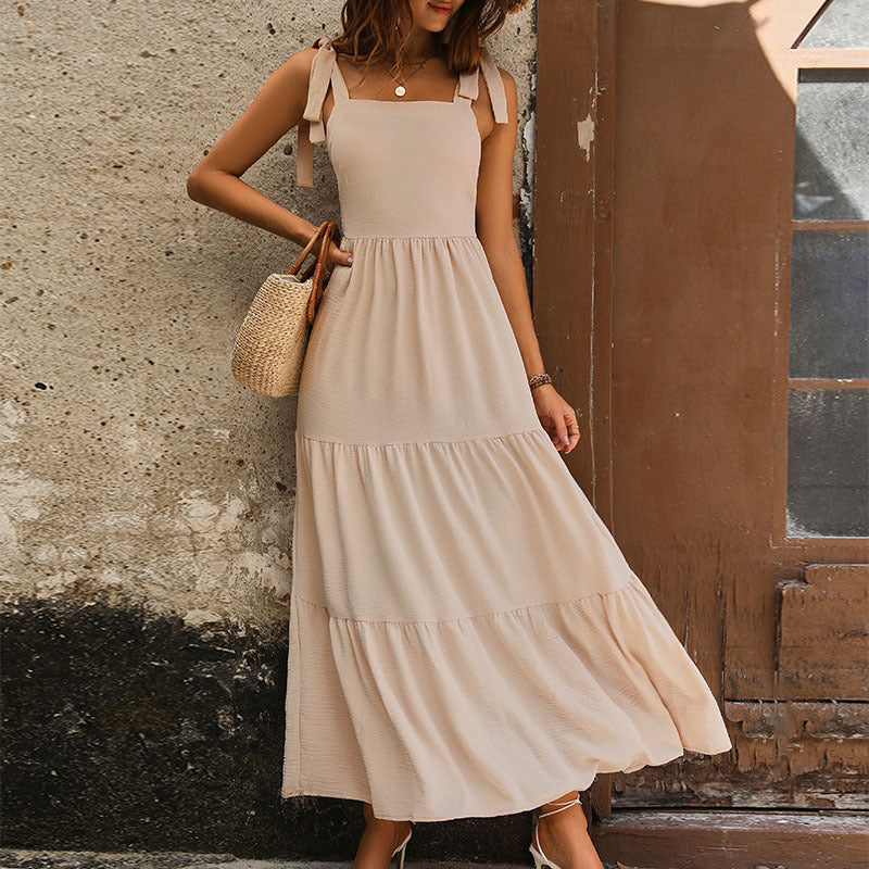 Maxi dress with tiers for women with adjustable straps Lune London