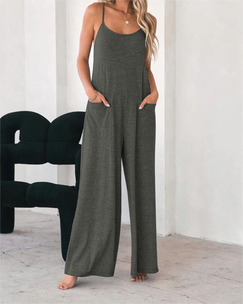 Ladies Casual Jumpsuit with Wide Legs and Practical Pockets Lune London