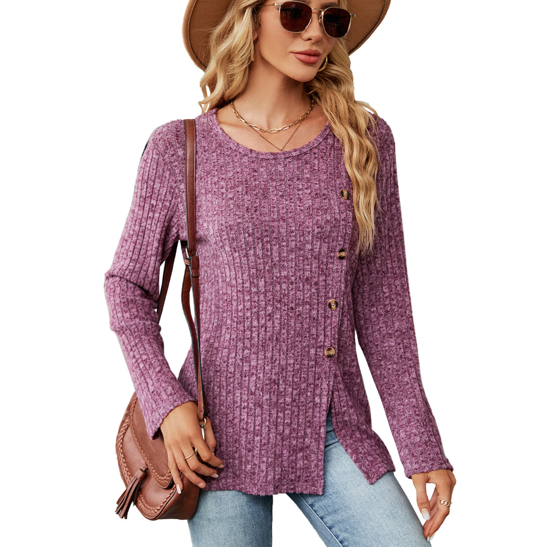 Casual knit blouse for women with a tie design and side slit Lune London