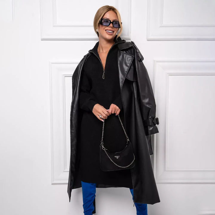 Robe tricotée pour femmes avec col montant et fermeture éclair Chic & Stil
