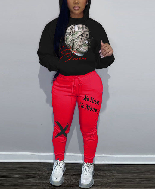Women's hoodie and jogger pants set with a catchy coin pattern Lune London