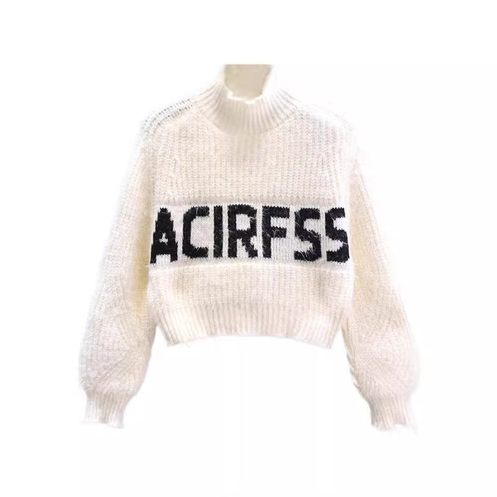 Chunky knit high neck sweater for women with a graphic pattern Lune London