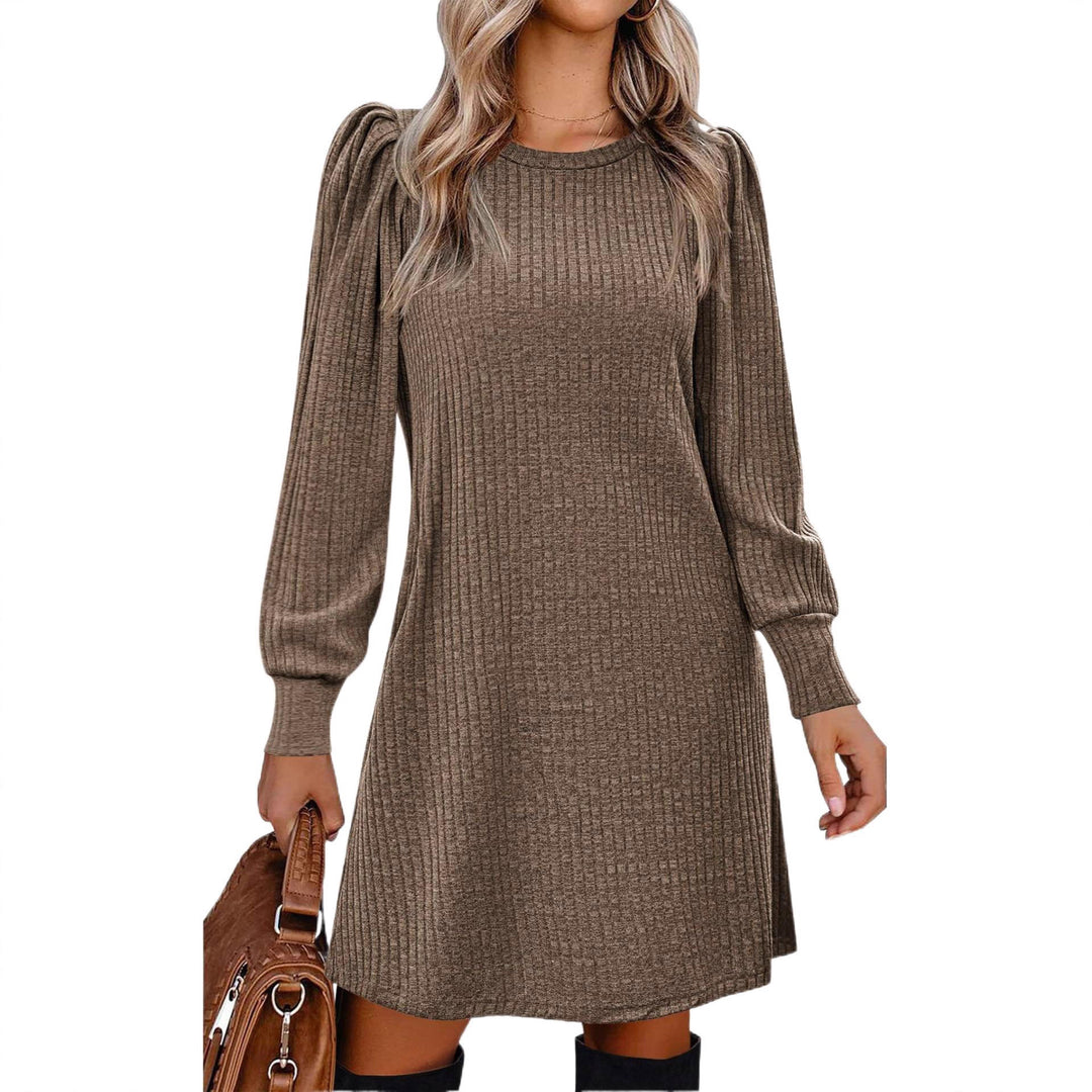 Robe pull femme avec tricot à côtes décontracté et élégantes manches bouffantes Chic & Stil