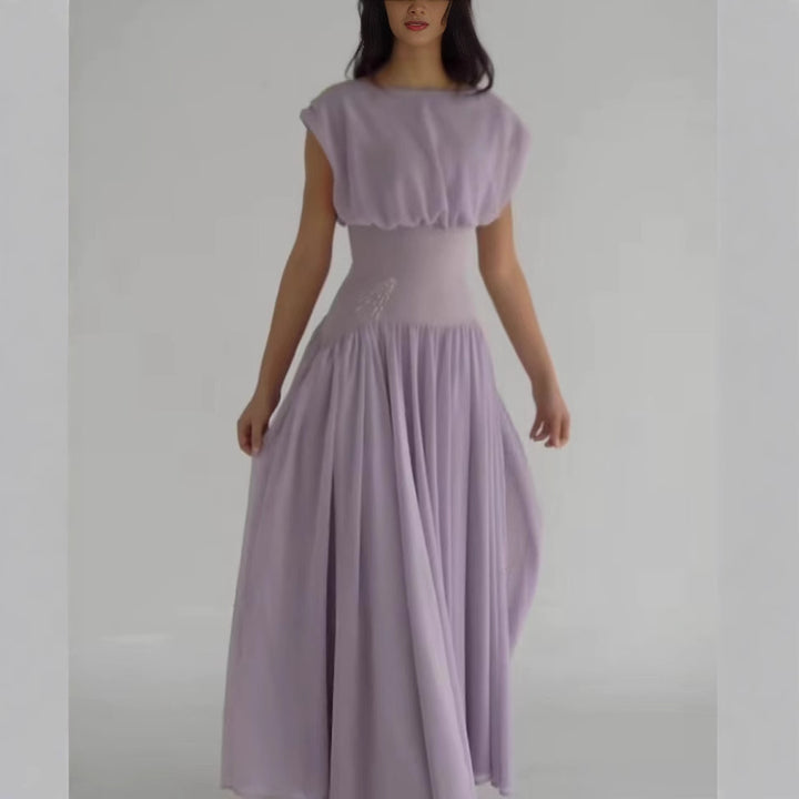 Maxi dress for ladies with elegant gathering and feminine accents Lune London