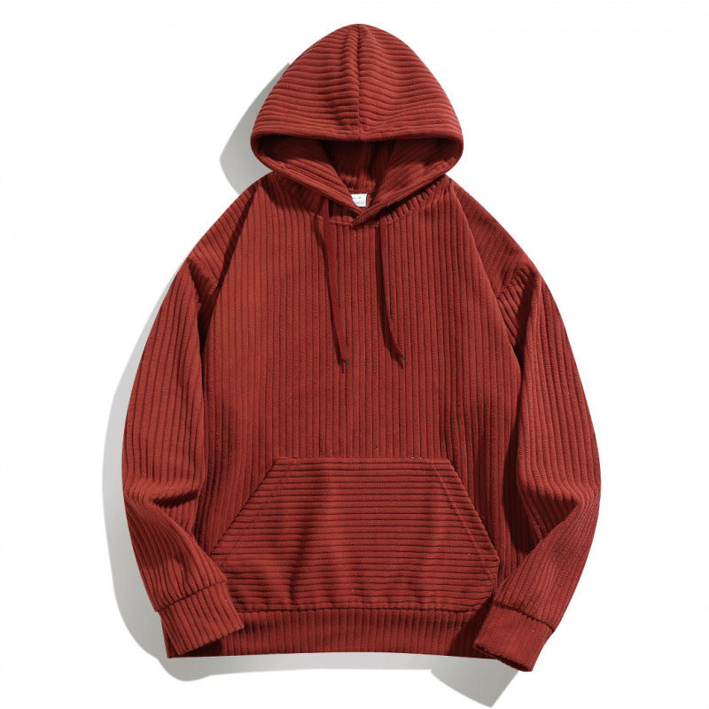 Men's casual hoodie with a textured striped pattern and practical pockets Lune London