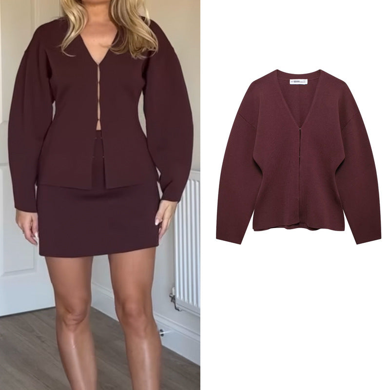 Ladies Chic and Stylish Modern Knit V Cardigan