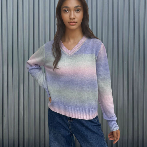 V-neck sweater with gradient for ladies Lune London