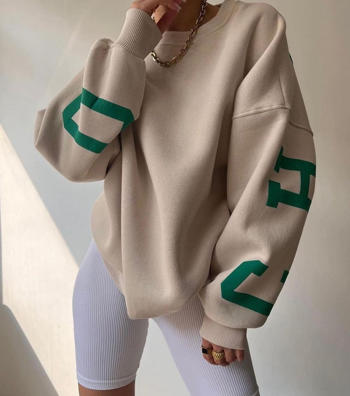 Ladies Oversized Sweatshirt with Chic Logo and Striking Style
