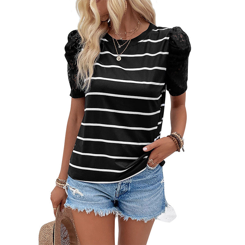 Top femme avec des manches bouffantes et un design rayé Chic & Stil