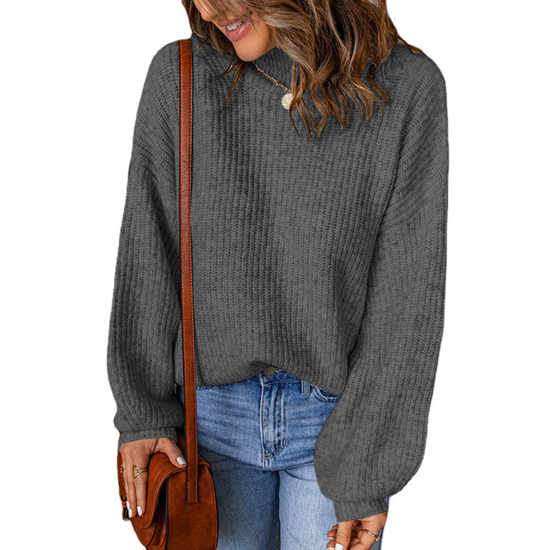 Oversized sweater for women with textured pattern and high collar Lune London