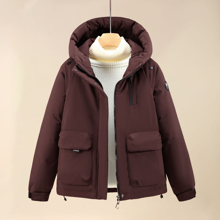 Ladies Insulated Outer Jacket with Oversized Hood and Practical Pockets Lune London