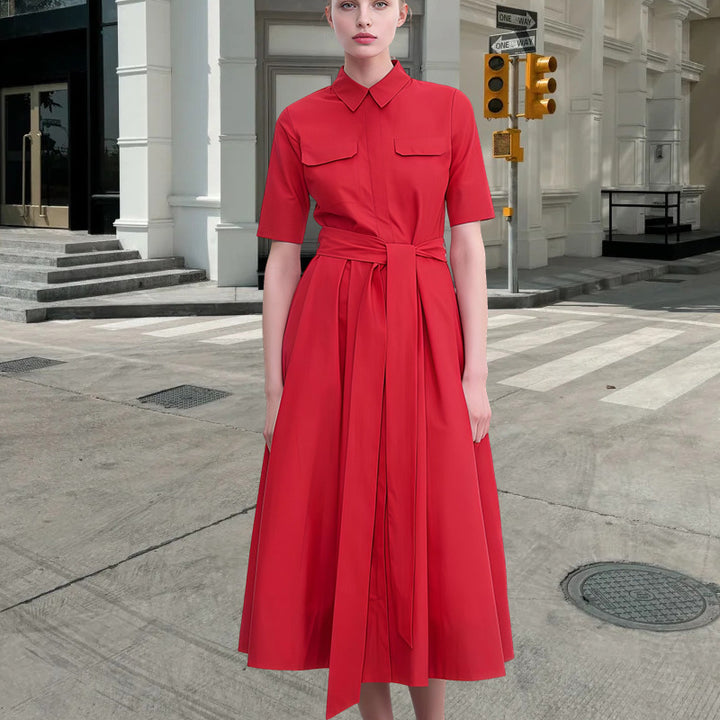 Shirt dress for women with cinched belt and classic details Lune London