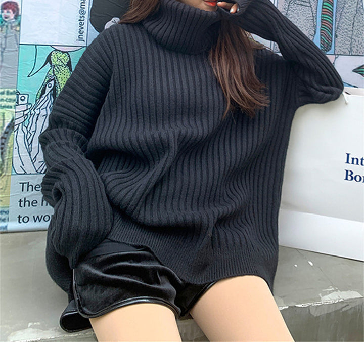 Pull turtleneck élégant et confortable pour femmes avec texture côtelée Chic & Stil