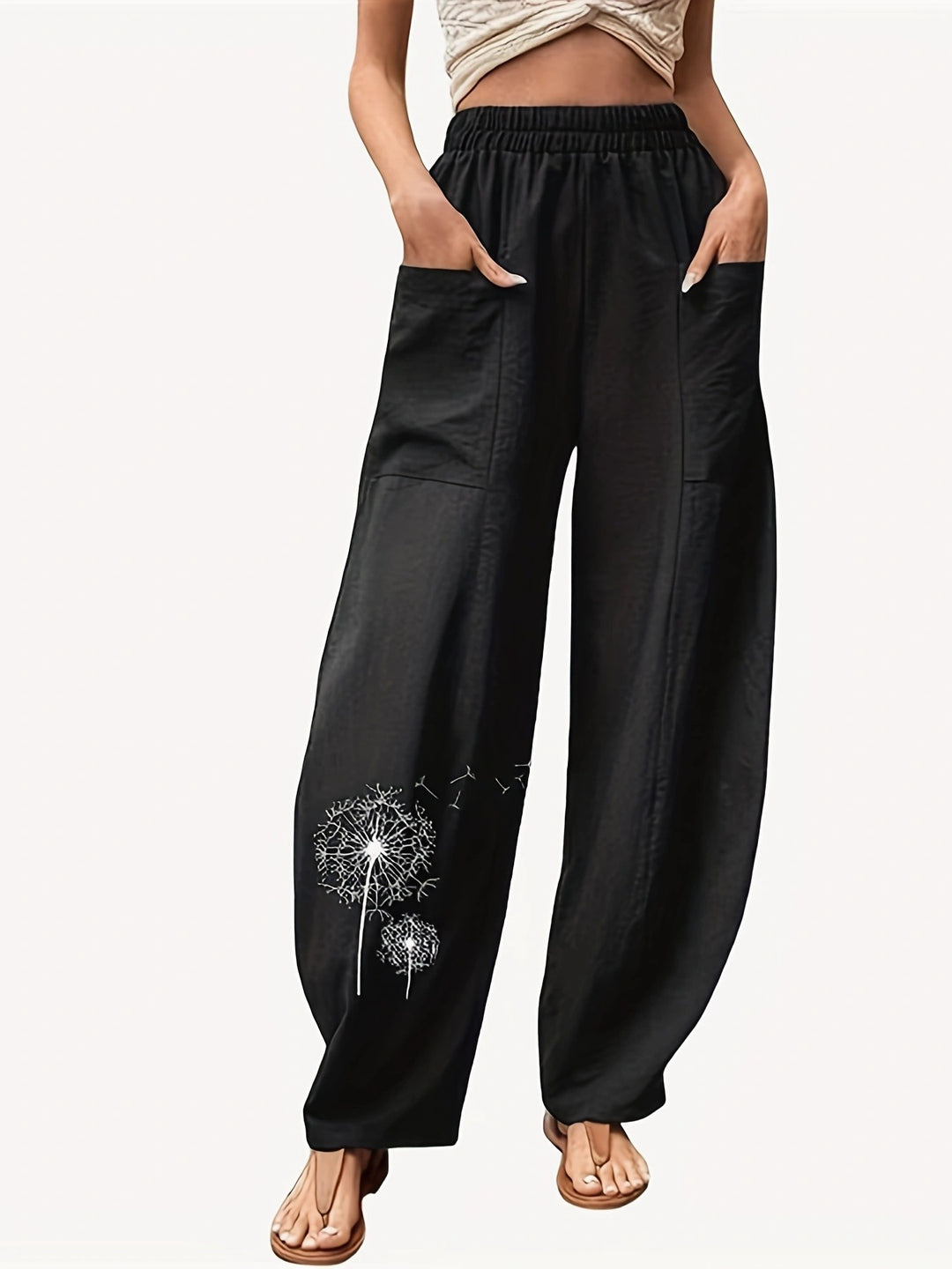 Wide Palazzo pants for women with side pockets and artistic detail Lune London