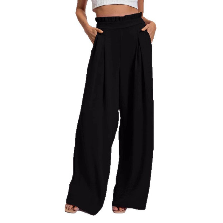 Loose high-waisted pants for women with pleats and elastic waist Lune London