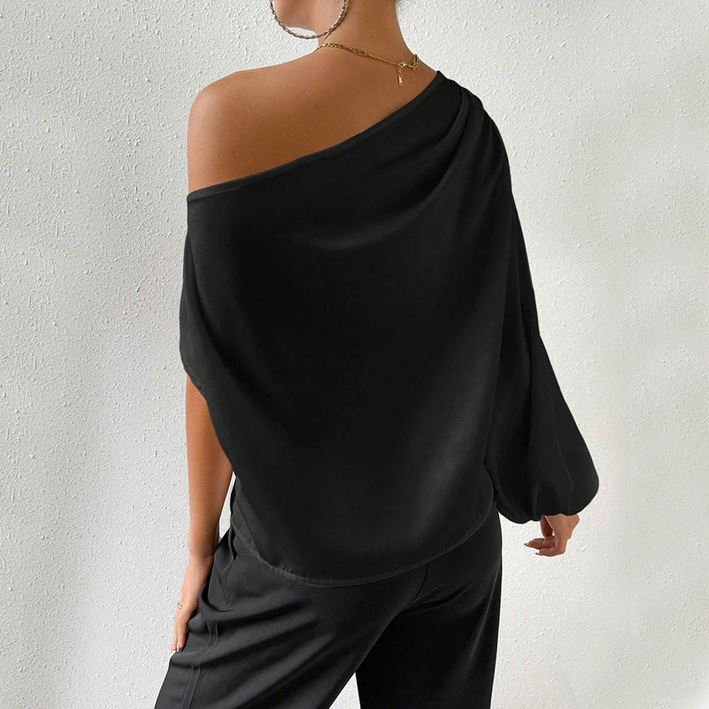Asymmetrical top for women with elegant puff sleeves Chic & Stil