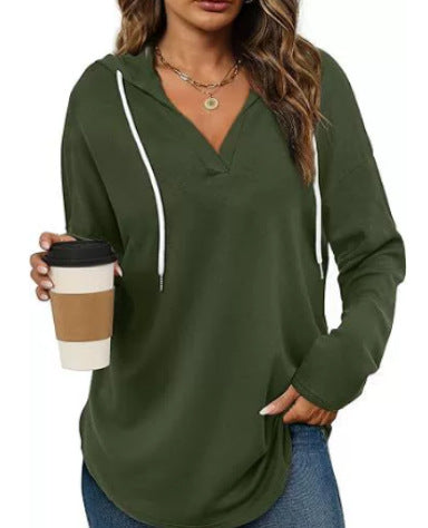 Women's casual hoodie with V-neck and long sleeves Lune London