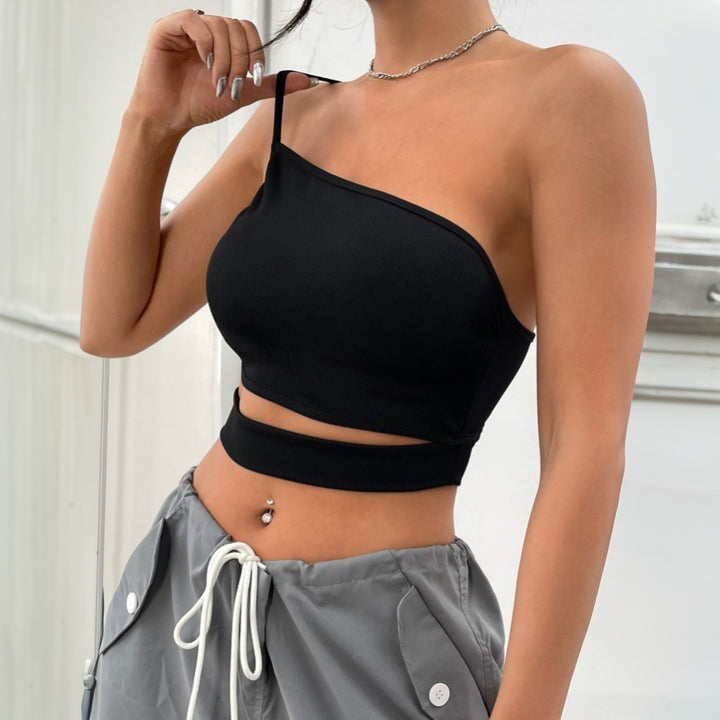 Asymmetrical crop top for women with narrow waist and strapless design Chic & Stil