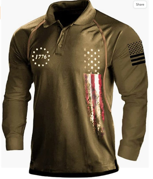 Men's long sleeve polo shirt with a patriotic design and a functional fit Lune London