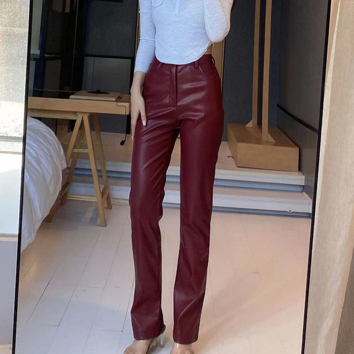 Elegant faux leather trousers for women, high-waisted design Lune London