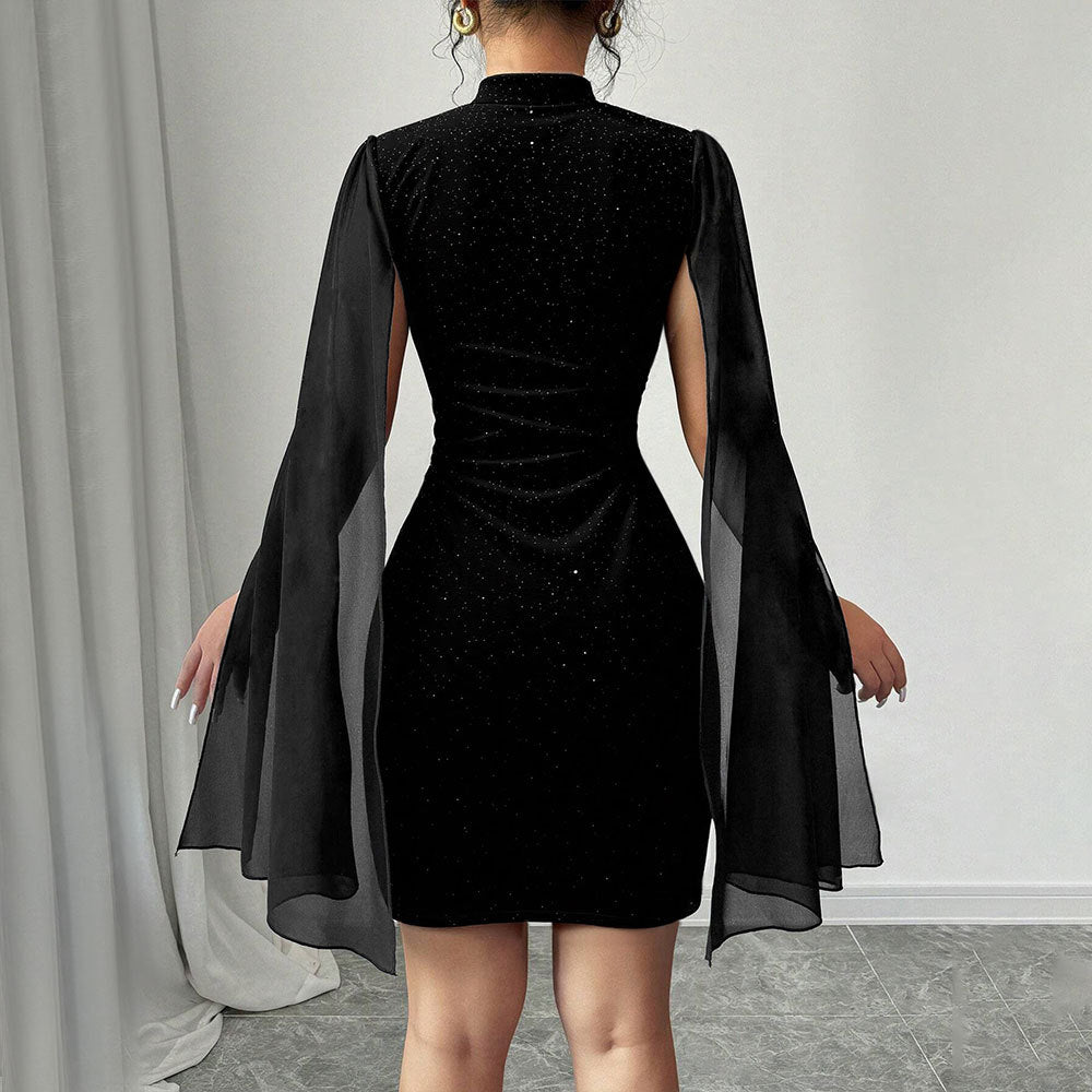 Cocktail dress for women with transparent overlays and sparkly accents Chic & Stil