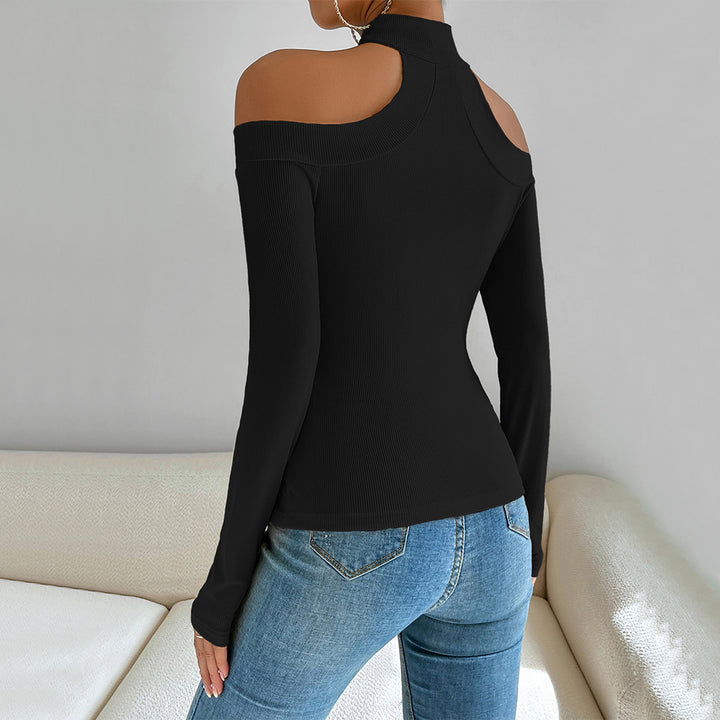 T-shirt à manches longues décolleté avec design élégant en nœud pour femmes Chic & Stil