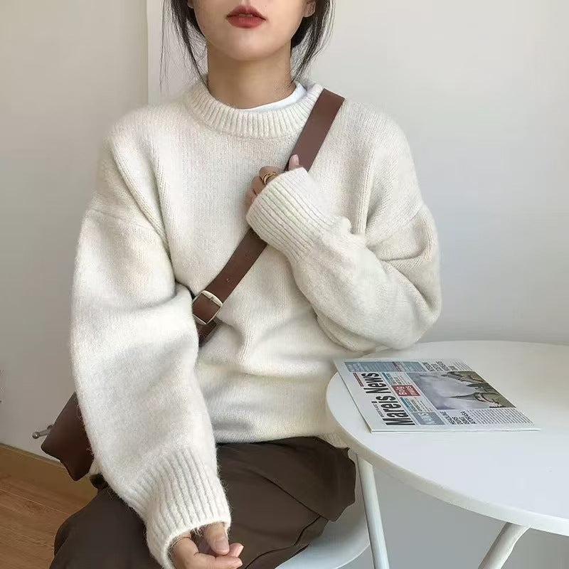 Pull surdimensionné et confortable pour femmes avec encolure ronde et texture de tricot familière Chic & Stil