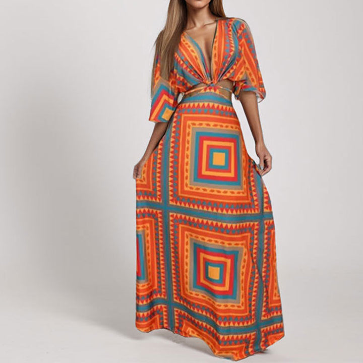 Robe maxi pour femmes avec des motifs élégants en vagues Chic & Stil