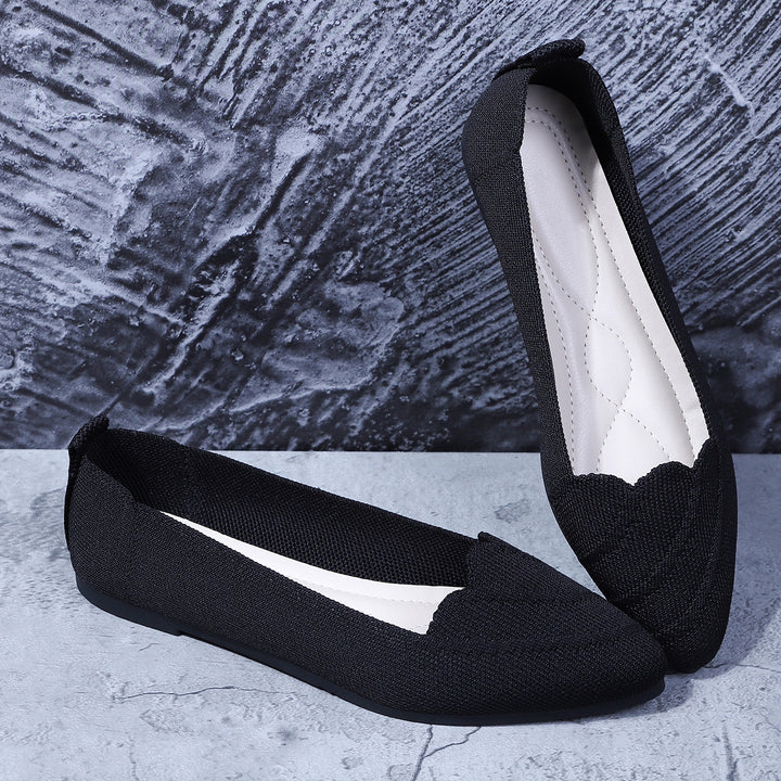 Women Structured Knit Ballet Flats Lune London
