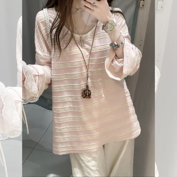 Women casual striped top with airy sleeves Chic & Stil