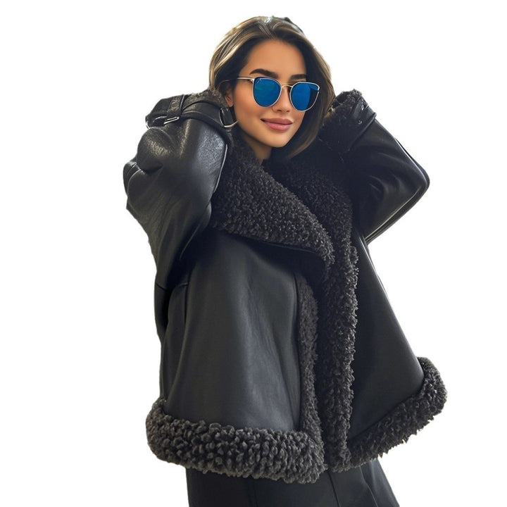 Veste élégante en cuir synthétique pour femme avec doublure en teddy douce et coupe décontractée Chic & Stil