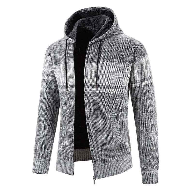 Men's hooded knit jacket with structured design Lune London