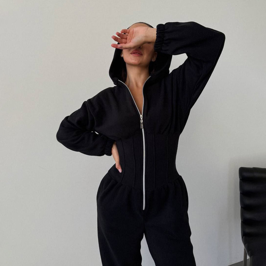 Ladies refined jumpsuit with hood Lune London
