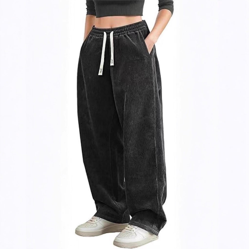Pantalon large en corduroy pour femmes avec taille élastique Chic & Stil