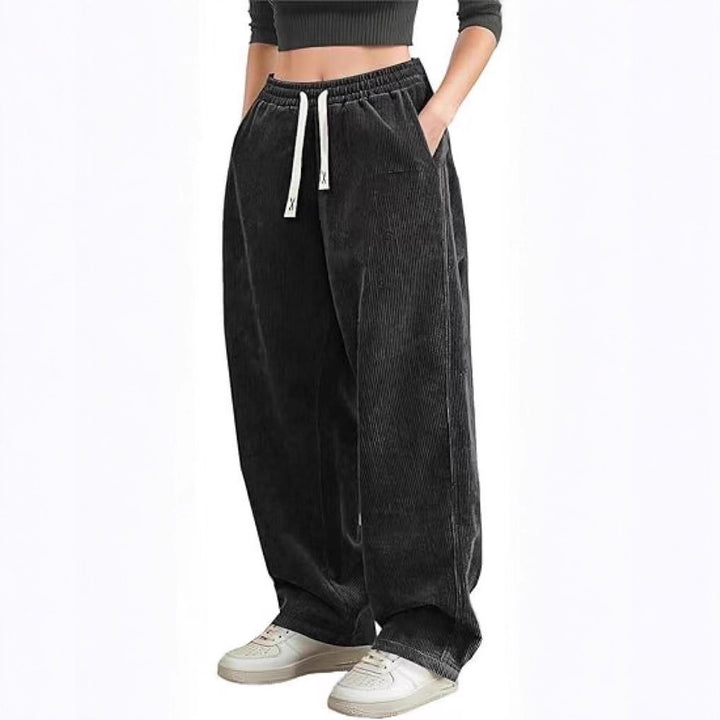 Pantalon large en corduroy pour femmes avec taille élastique Chic & Stil