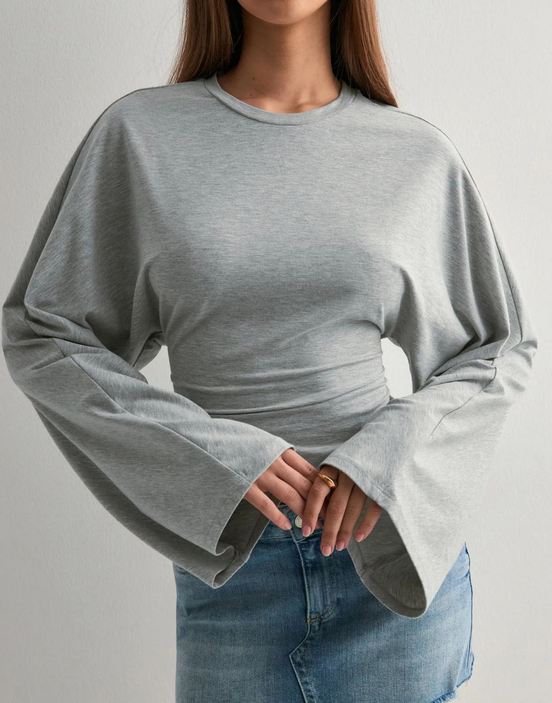 Chemise à manches longues cropped pour femme avec manches évasées larges Chic & Stil