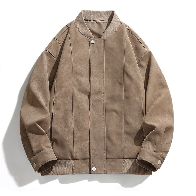 Suede bomber jacket for men with sporty elements Lune London