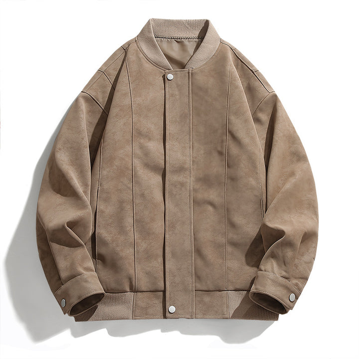 Suede bomber jacket for men with sporty elements Lune London