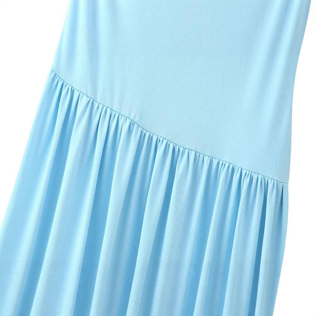 Maxi dress for women with decorative gathers and elegant draping Lune London