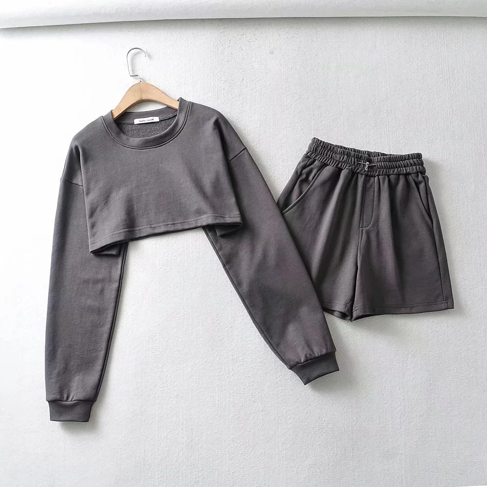 Women's casual crop top and shorts set Lune London