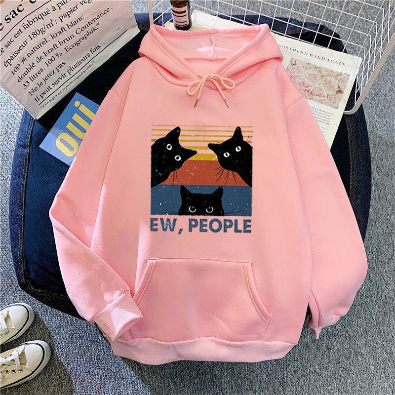 Women’s hoodie with stylish cat motif and inspiring lettering Chic & Stil