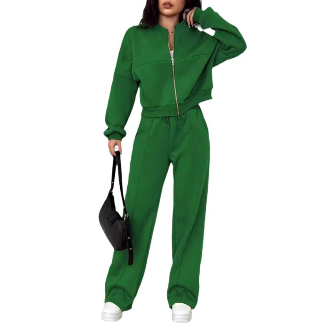 Ladies zip-up sporty hoodie with loose jogging pants Lune London